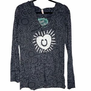 MV Sport Burnout Cover Up Long Sleeve Sheer Hoodie